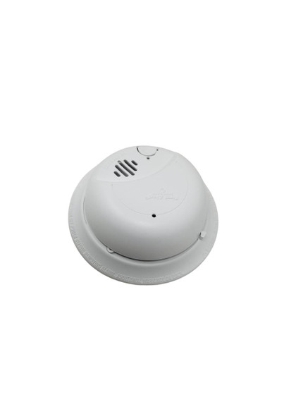 Csc Electronics Hard Wired Duel Camera Dummy Smoke Detector Nanny Security Camera Dvr With Wireless Streaming Video for Iphone, Tablet and More, front view of the white smoke detector with a circular shape and integrated camera features.