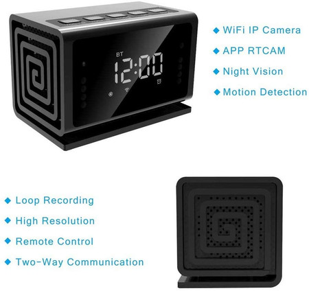 WiFi Alarm Clock, Wireless Speaker with Night Vision