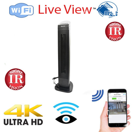 4K WiFi Security Camera  Tower Fan With Night Vision +DVR Live View Remote Monitoring