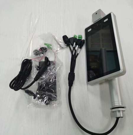 Kjb Security Body Temperature Scanner Camera-Wall Mounted, security temperature monitoring device with accessories for installation and operation.