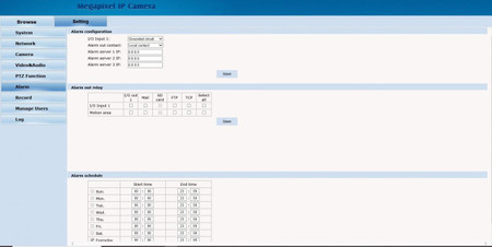 Kjb Security 30 Person Thermal Image Body Temperature Camera, user interface screen showing system settings and alarm configuration options.