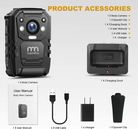 Custom Wifi 1296P HD Police Body Camera with 11 Hour Battery, 128GB Memory, Waterproof, Night Vision, GPS, 2 Inch Display, and Portable Design, features a rugged body-worn camera for law enforcement and security use.