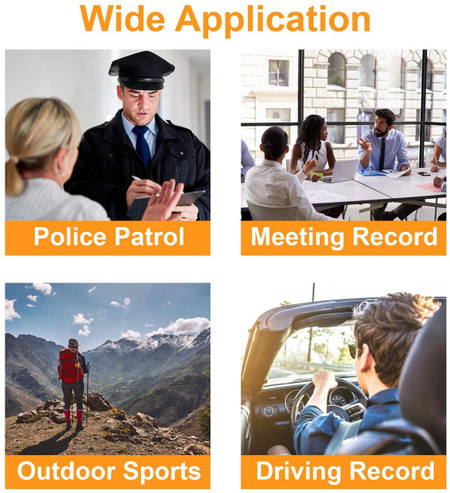 Custom Wifi Body Worn Camera, 2-inch display, 1080p Full HD, 64G memory, recording video and audio for police patrol, meetings, outdoor sports, and driving records.