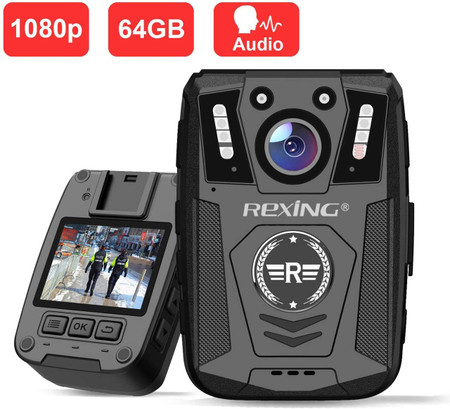 Custom Wifi Body Worn Camera, 2-inch Display, 1080p Full HD, 64GB Memory, Video and Audio Recording device with rugged design.