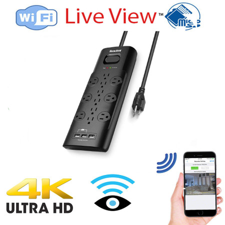 UHD 4k WiFi Surge Protector USB Tap Hidden Spy Camera W/ Live View WiFi + Dvr