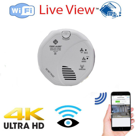 Hard Wired  Functioning  Smoke Detector WiFi Nanny 4K UHD Security Camera (Hard Wired) Hard Wired  Functioning  Smoke Detector WiFi Nanny 4K UHD Security Camera (Hard Wired)