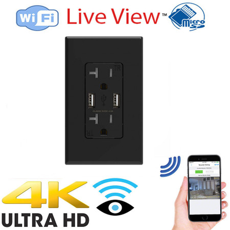 Hardwired Receptacle Outlet Plug With Wifi 4K UHD Camera