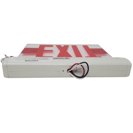 Csc Electronics 4K UHD Contemporary Exit Sign WiFi Security Camera + DVR with Wireless Streaming Video (Hard Wired), image showing the emergency exit sign with integrated security camera and wiring.