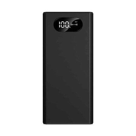 Kjb Security Power Bank Style Anti-Recorder, sleek black portable power bank with digital display and wireless charging indicator.