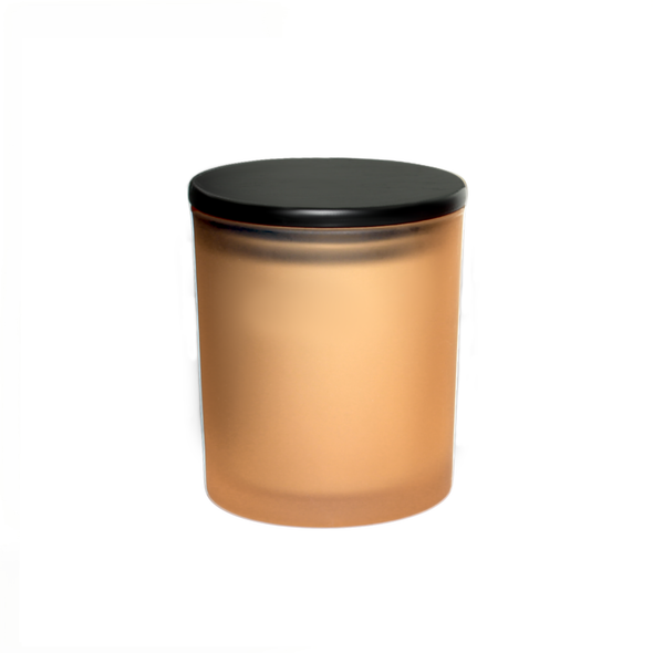 10 oz Frosted Peach Cali Jar with Black Wood Lid