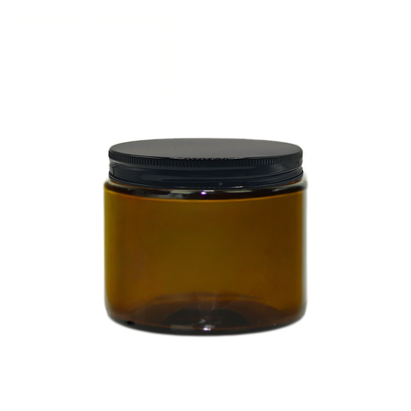 12 oz Amber Salsa Jar with Gloss Black Lid