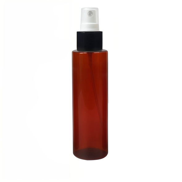 4 oz Amber Round Spray Bottle with Black Style Sleeve