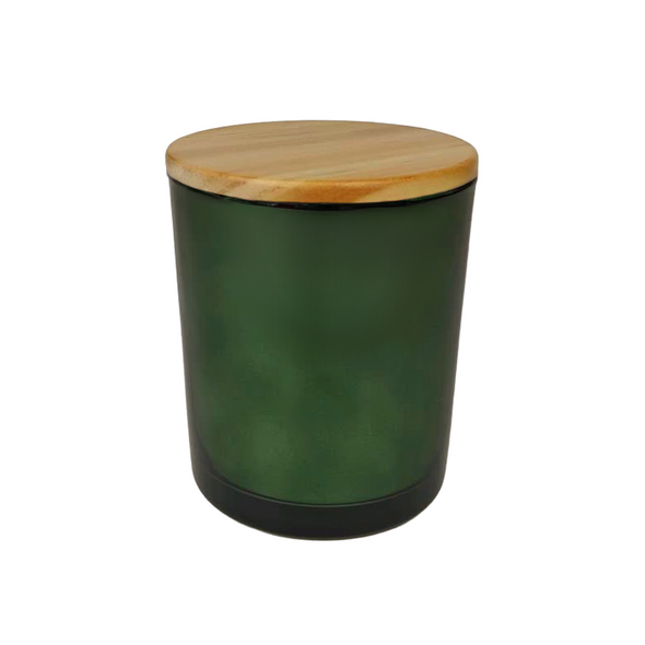 13.5 oz Holiday Green Cali Jar with Natural Wood Style Lid