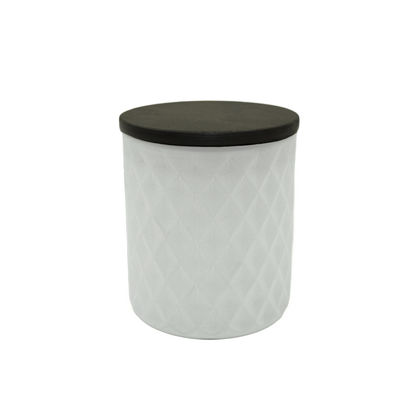 8 oz Matte White Textured Jar with Black Lid