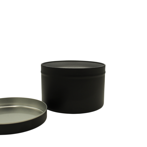8 oz Matte Black Tin and Lid