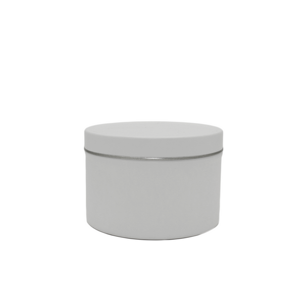 8 oz Matte White Tins w/lid