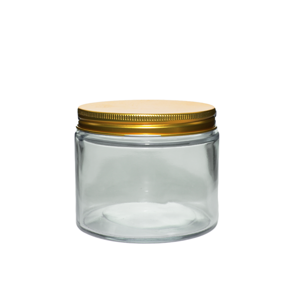 12 oz Clear Salsa Jar with Gold Lid