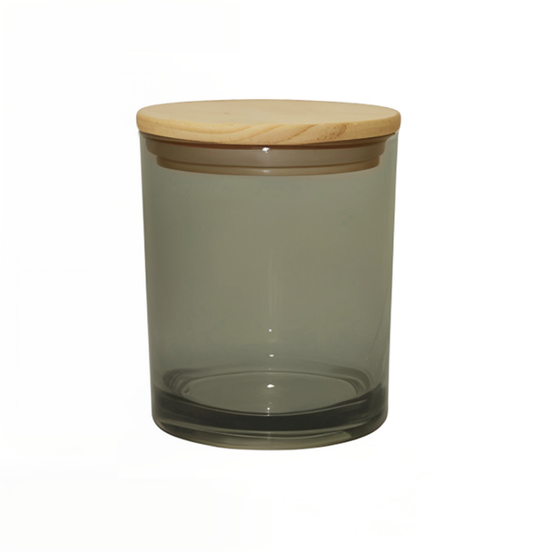 13.5 oz Smoke Cali Jar with Natural Wood Style Lid