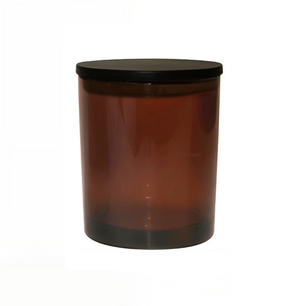 13.5 oz Amber Cali Jar with Black Wooden Lid