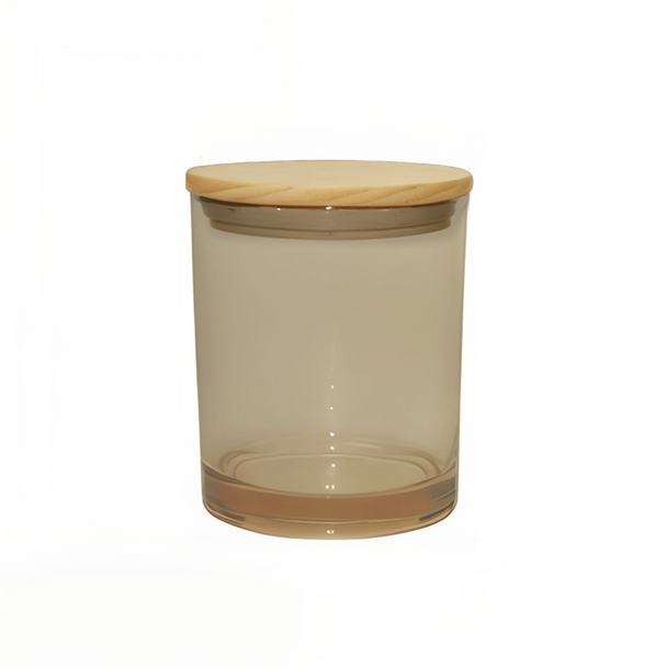 10 oz Champagne Cali Jar with Natural Wood Style Lid