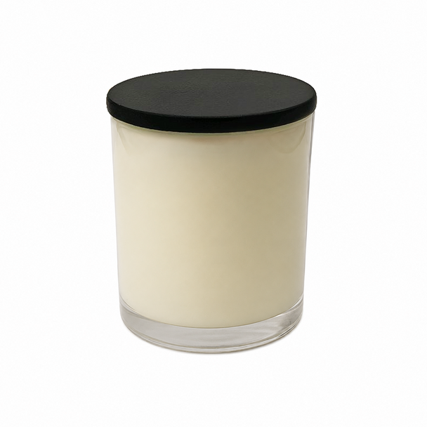 13.5 oz Gloss Ivory Cali Jar with Black Style Wooden Lid