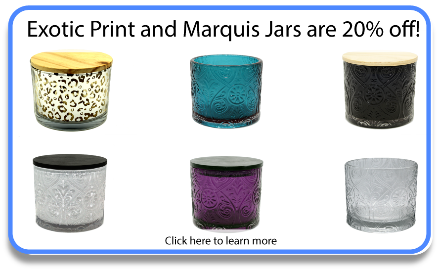 Marquis Jars and Exotic Print Jars are 20% off