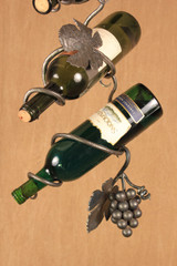 Wrought iron wine chain grape cluster - with hanging wine bottle chain (detail)