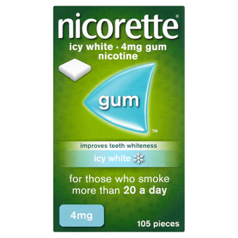 Nicorette Icy White Chewing Whitening Gum, 4 mg, 105 Pieces