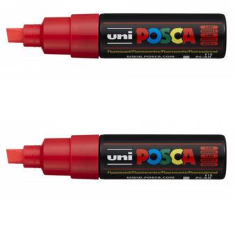 Uni Posca PC-8K Broad Chisel Tip Paint Marker Red x 2