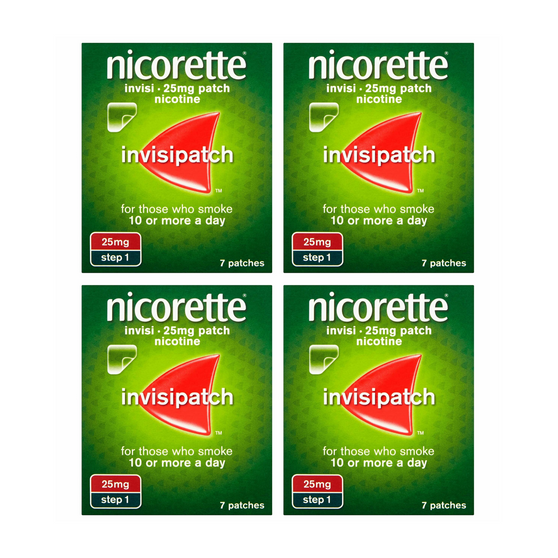 Nicorette InvisiPatch Step 1 25mg 7 Nicotine Patches (Bundle of 4)