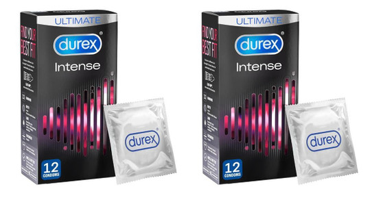 Durex Intense Ribbed and Dotted Condoms with Desirex Gel 12 Pack (Bundle of 2)