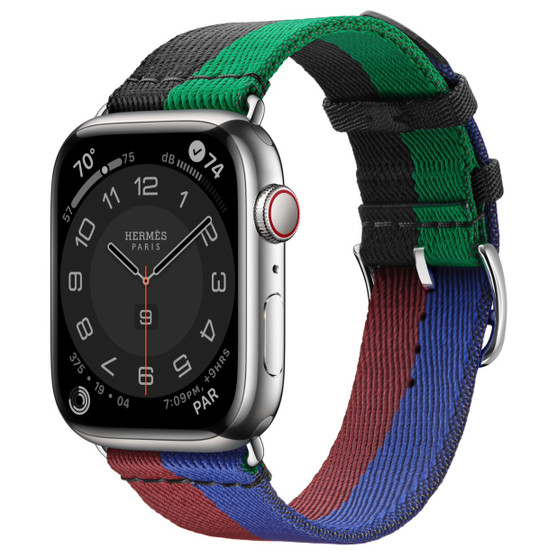 Apple Watch Hermès Silver Stainless Steel Case with Casaque Single Tour 45mm GPS + Cellular