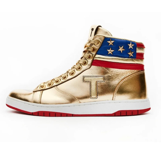 MAGA Donald Trump Never Surrender High Top Gold Sneakers Shoes 
