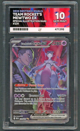 Pokemon Cards - ACE 10 Team Rocket's Mewtwo EX 231/182 - Destined Rivals - PSA