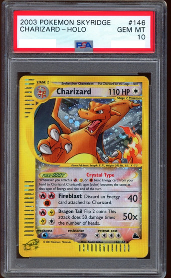 2003 Pokemon Crystal Charizard Skyridge Rare Holo #146 PSA 10 GEM 