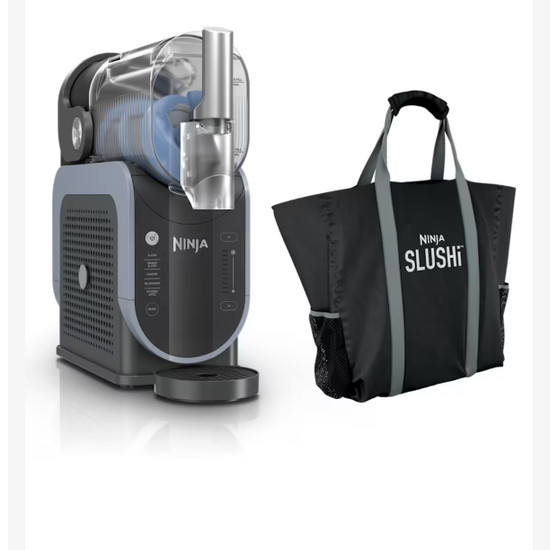 Ninja SLUSHi™ Professional Frozen Drink Maker 88 oz, Blue & Gray Tote bundle 