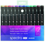 Chartpak Spectra AD Double Ended Alcohol Markers Set (Basic Colours ) 12 Pack