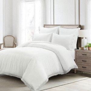 Full/Queen size White 5-Piece Lightweight Comforter Set with Lace Trim Q280-FQWHLD12082 Full/Queen size White 5-Piece Lightweight Comforter Set with Lace Trim Q280-FQWHLD12082