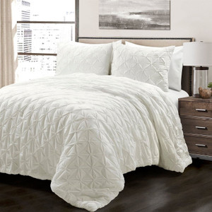 Full/Queen Soft Pleated Cotton 3 Piece Comforter Set White Q280-WHFGAS7688 Full/Queen Soft Pleated Cotton 3 Piece Comforter Set White Q280-WHFGAS7688