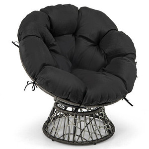 PE Wicker Papasan Chair with Thick and Removable Cushion-Black - Color: Black D681-NP12009BK PE Wicker Papasan Chair with Thick and Removable Cushion-Black - Color: Black D681-NP12009BK