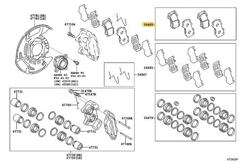 Toyota Genuine Brake Pad Kit (Front) for Sequoia - Part Number: 04465-0C020