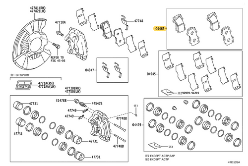 Toyota Genuine Brake Pad Kit (Front) for Fortuner, Hilux and more - Part Number: 04465-0K590