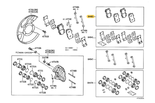 Toyota Genuine Brake Pad Kit (Front) for Land Cruiser J100, Lexus Lx470 and more - Part Number: 04465-60151