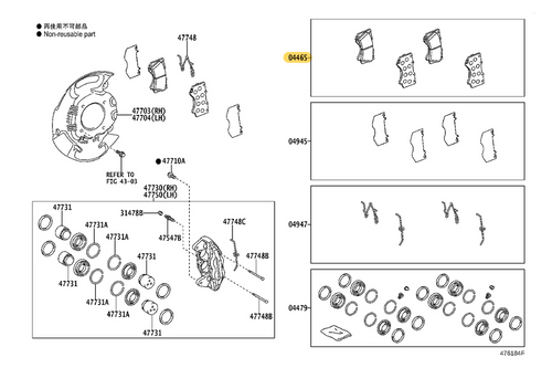 Toyota Genuine Brake Pad Kit (Front) for Land Cruiser J200, Lexus Lx450D/460/570 and more - Part Number: 04465-60280