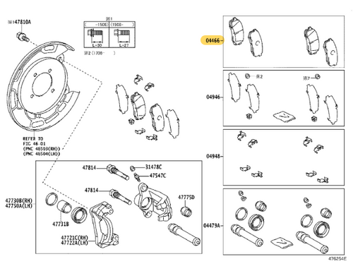 Toyota Genuine Brake Pad Kit (Rear) for Sequoia and more - Part Number: 04466-0C010