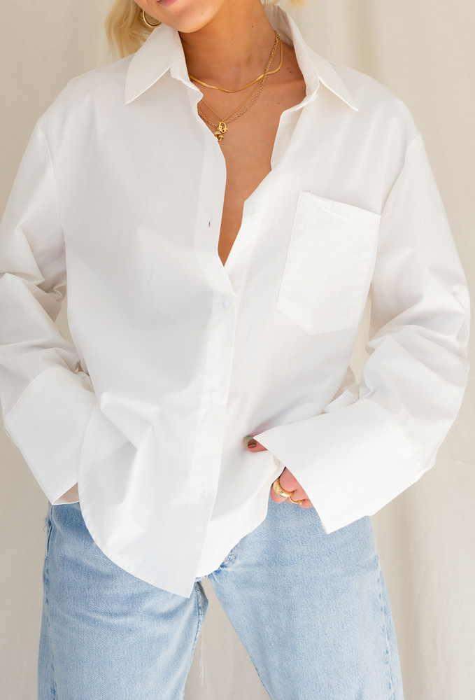 CALIstyle Not Your Boyfriends Oversized Button Down Shirt In White 