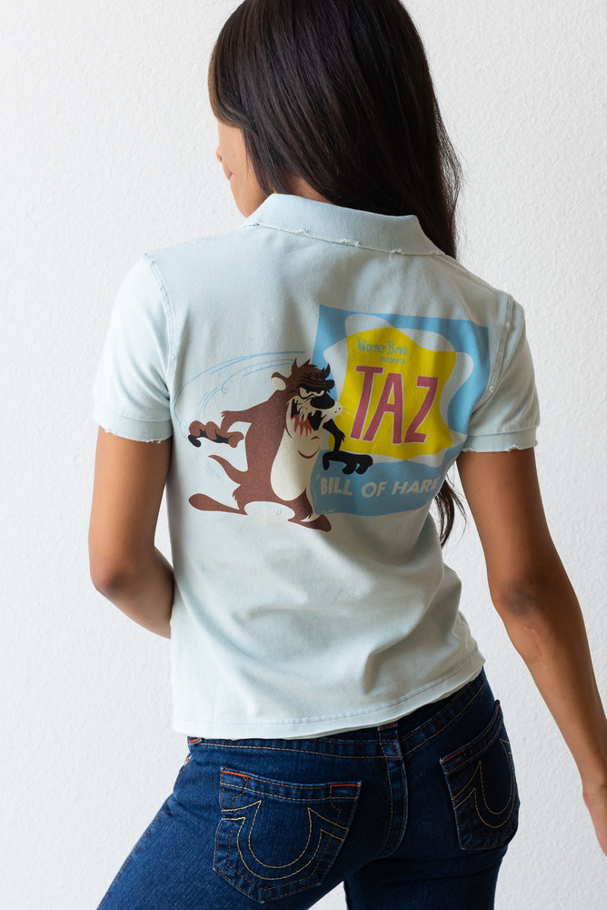 Vintage x Resurrection Looney Tunes Embellished Taz Polo Shirt/Top 