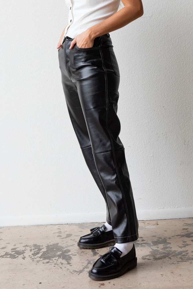 CALIstyle Jetset Vegan Leather Pants In Black