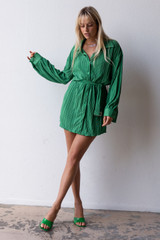 CALIstyle Summer Nights Mini Dress In Kelly Green