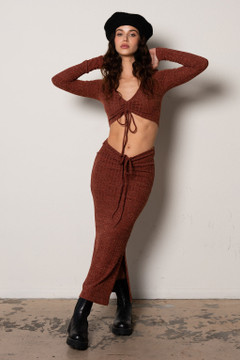 CALIstyle French Vibes Only Knit Set In Rust - It's Back